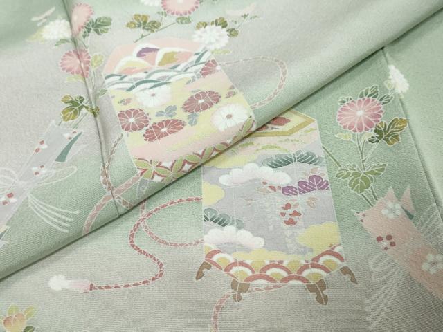 平和屋着物●訪問着 友禅 作家物 貝桶草花文 暈し染め 正絹 逸品 未使用 DABK0288ud