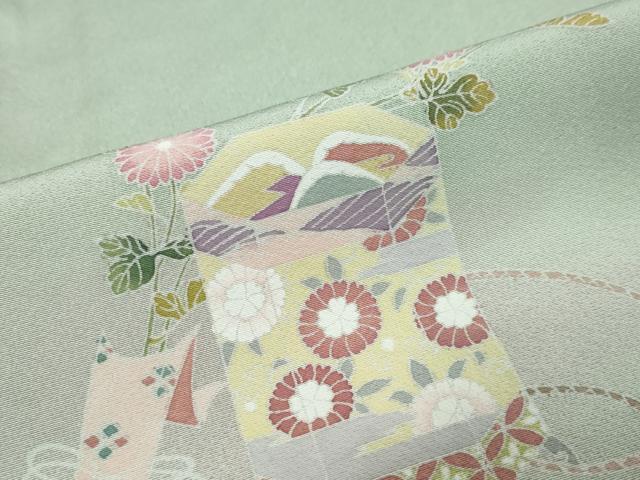平和屋着物●訪問着 友禅 作家物 貝桶草花文 暈し染め 正絹 逸品 未使用 DABK0288ud