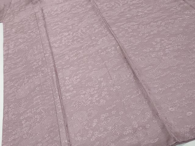 平和屋着物●上質な色無地 風景草花地紋 鳩羽色 さが美扱い 正絹 逸品 DABK0290ud