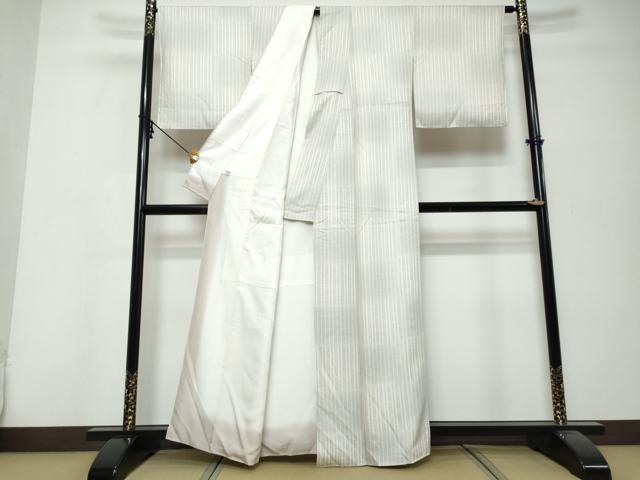 平和屋着物●上質な小紋 変わり格子文 正絹 逸品 未使用 DABK0294ud