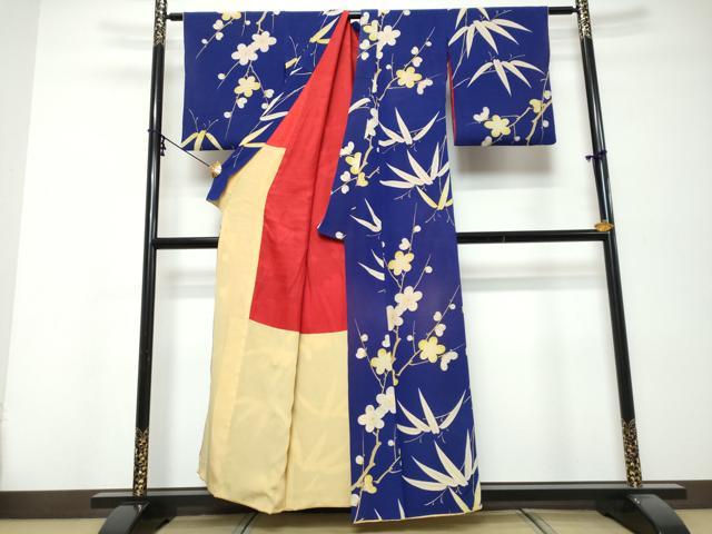 平和屋着物●アンティーク 大正ロマン 小紋 草花文 正絹 逸品 DABK0303ud