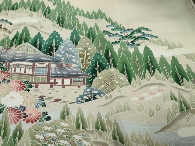 平和屋着物●豪華色留袖 友禅 流水風景草花文 暈し染め 正絹 逸品 DABK0304ud