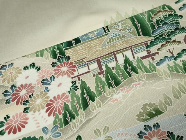 平和屋着物●豪華色留袖 友禅 流水風景草花文 暈し染め 正絹 逸品 DABK0304ud