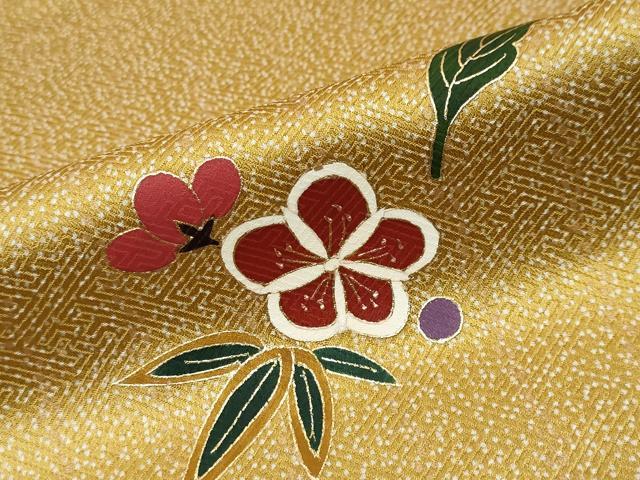 平和屋着物●訪問着 駒刺繍 扇面草花文 暈し染め 金彩 正絹 逸品 DABK0321ud