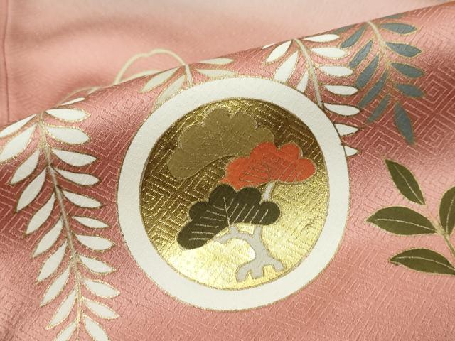 平和屋着物●訪問着 駒刺繍 花鳥丸文 暈し染め 金彩 正絹 逸品 DABK0360ud