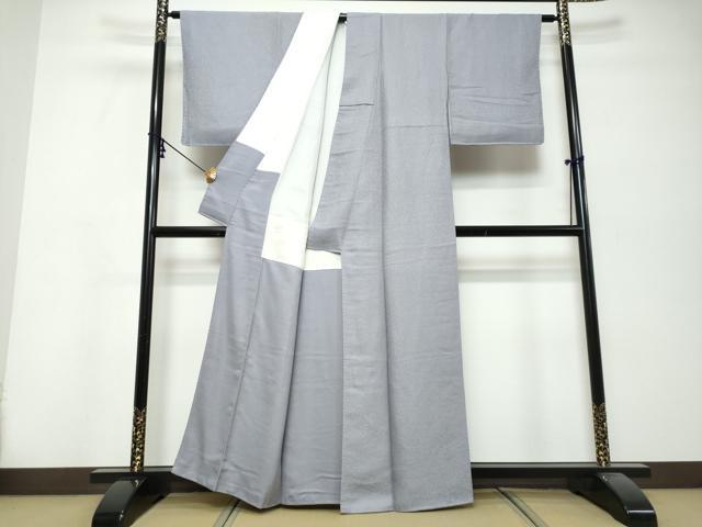 平和屋着物●上質な色無地 干割れ地紋 薄鼠色 正絹 逸品 DABK0368ud