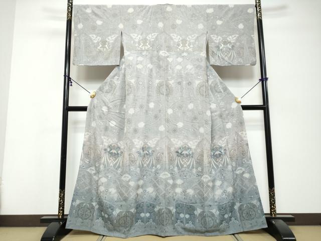平和屋着物●中国三大刺繍 スワトウ刺繍 総刺繍 訪問着 絞り 鳳凰洋花文 暈し染め 金糸 さが美扱い カラー胴裏:半色 正絹 逸品 DABK0380ud
