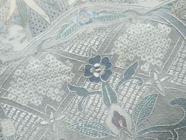 平和屋着物●中国三大刺繍 スワトウ刺繍 総刺繍 訪問着 絞り 鳳凰洋花文 暈し染め 金糸 さが美扱い カラー胴裏:半色 正絹 逸品 DABK0380ud