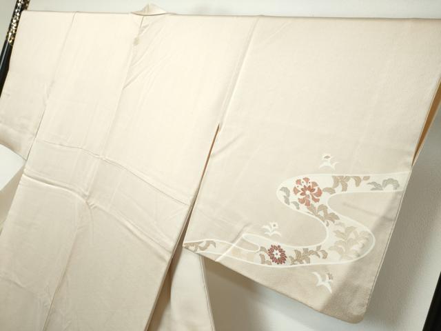 平和屋着物●訪問着 駒刺繍 道長草花文 金彩 正絹 逸品 DABK0393ud