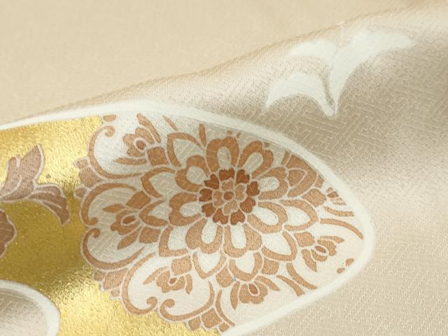 平和屋着物●訪問着 駒刺繍 道長草花文 金彩 正絹 逸品 DABK0393ud
