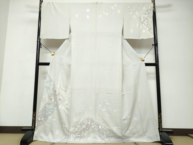 平和屋着物●中国三大刺繍 相良刺繍 総刺繍 訪問着 吉祥洋花文 金糸 正絹 逸品 DABK0397ud