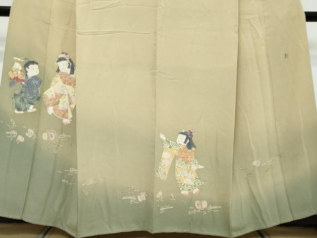 平和屋着物●十日町友禅作家 関口遼一 色留訪問着 童子遊び 暈し染め 正絹 逸品 DABK0415ud