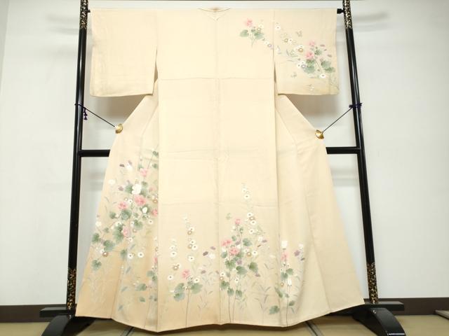 平和屋着物●訪問着 友禅 花蝶文 暈し染め 正絹 逸品 DABK0418ud