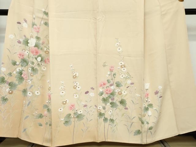 平和屋着物●訪問着 友禅 花蝶文 暈し染め 正絹 逸品 DABK0418ud