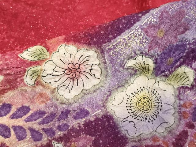 平和屋着物●豪華振袖 辻が花 暈し染め 金彩 金通し地 京都きもの友禅扱い 正絹 逸品 DABK0458ud