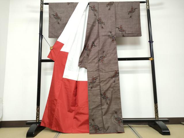 平和屋着物●本場大島紬 7マルキ 短冊草花文 正絹 逸品 DABK0461ud