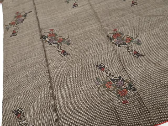 平和屋着物●本場大島紬 7マルキ 短冊草花文 正絹 逸品 DABK0461ud