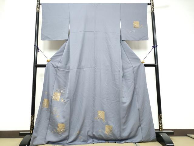 平和屋着物●青山みとも 訪問着 竹屋町刺繍 色紙立波松文 金彩 正絹 逸品 DABK0463ud