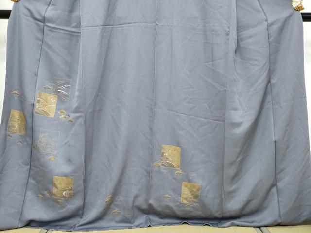 平和屋着物●青山みとも 訪問着 竹屋町刺繍 色紙立波松文 金彩 正絹 逸品 DABK0463ud