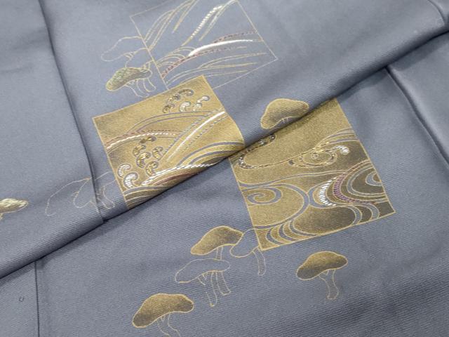 平和屋着物●青山みとも 訪問着 竹屋町刺繍 色紙立波松文 金彩 正絹 逸品 DABK0463ud