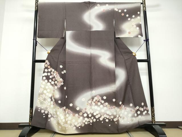 平和屋着物●訪問着 駒刺繍 舞花文 暈し染め 鈴乃屋扱い 正絹 逸品 DABK0471ud