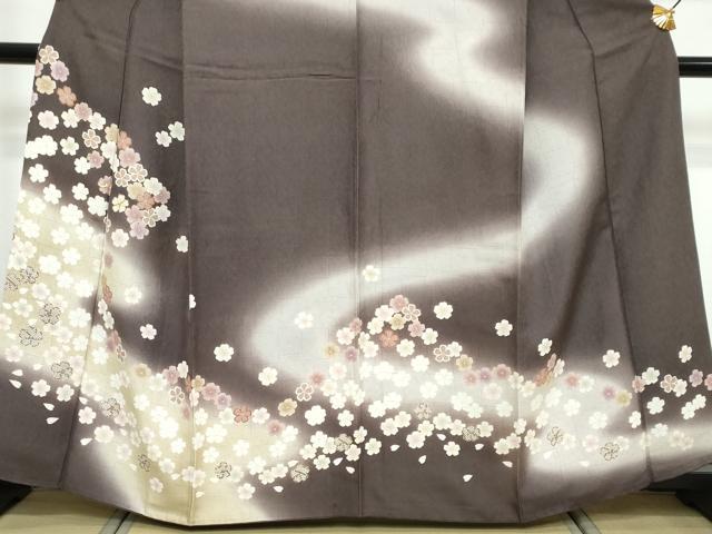 平和屋着物●訪問着 駒刺繍 舞花文 暈し染め 鈴乃屋扱い 正絹 逸品 DABK0471ud
