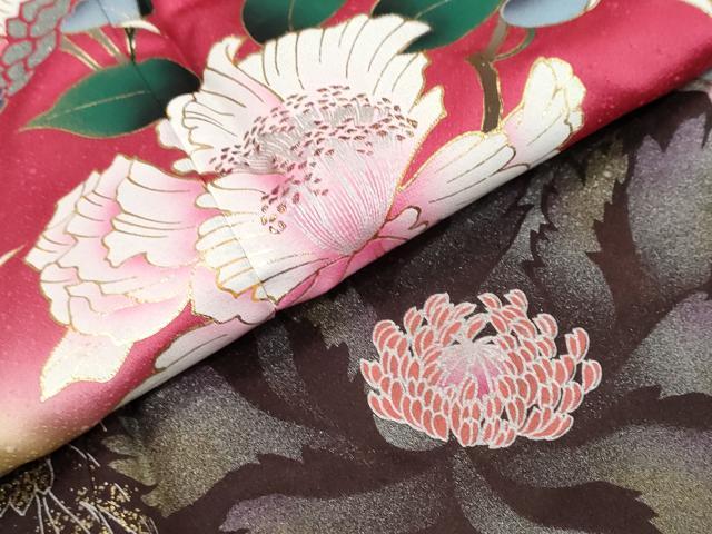 平和屋着物●豪華振袖 草花文 暈し染め 金銀彩 正絹 逸品 DABK0476ud