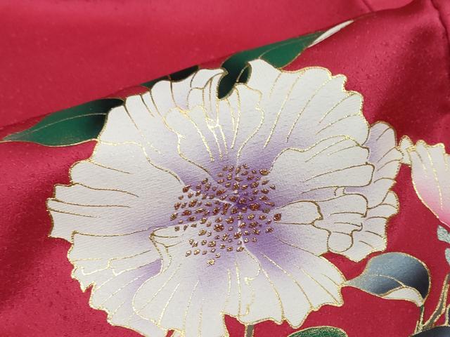 平和屋着物●豪華振袖 草花文 暈し染め 金銀彩 正絹 逸品 DABK0476ud