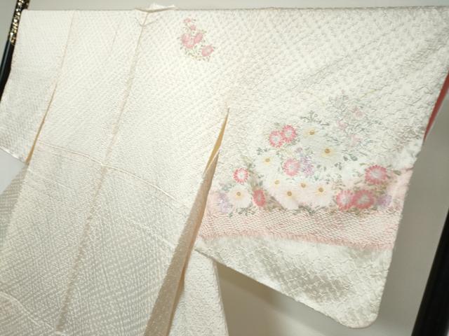 平和屋着物●訪問着 総絞り 草花文 正絹 逸品 DABK0495ud