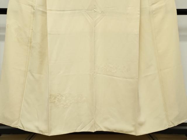 平和屋着物●無地絵羽訪問着 雲霞草花地紋 鳥の子色 正絹 逸品 DABK0511ud
