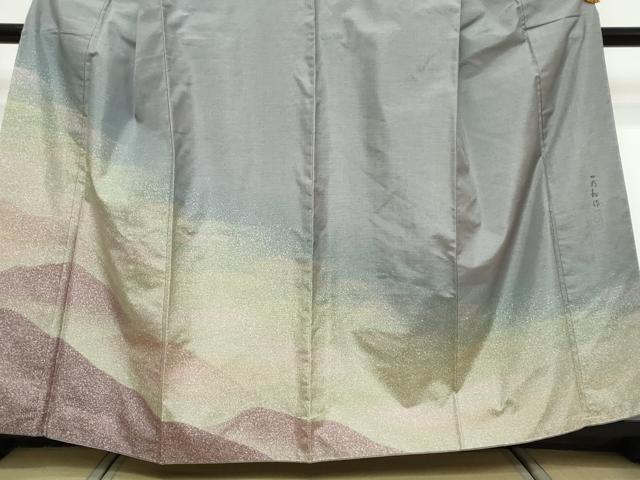 平和屋着物●本場縞大島紬 訪問着 染大島 作家物 遠山霞文 正絹 逸品 DABK0515ud