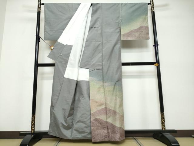 平和屋着物●本場縞大島紬 訪問着 染大島 作家物 遠山霞文 正絹 逸品 DABK0515ud