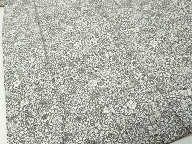 平和屋着物●上質な小紋 お召地 浮文染 辻が花 反端付き 正絹 逸品 未使用 DABK0542ud
