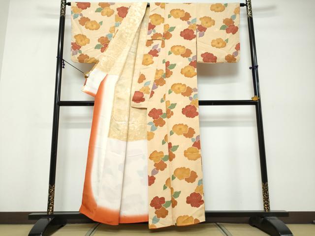 平和屋着物●上質な小紋 地紋起こし 舞花文 正絹 逸品 DABK0543ud