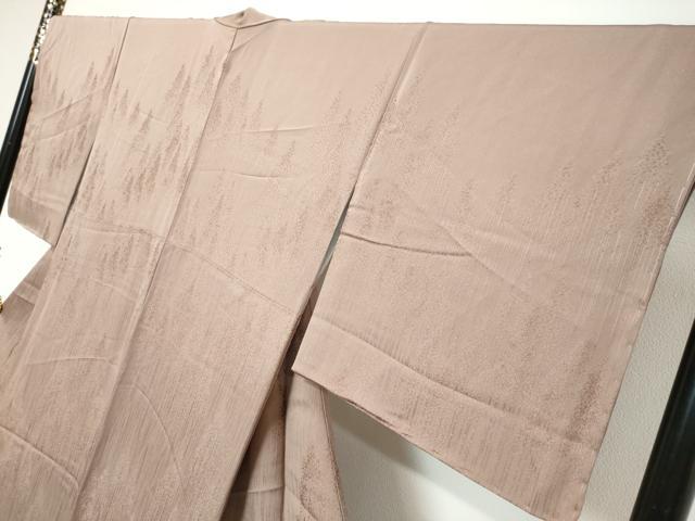 平和屋着物●皇室献上作家 北出与三郎 無地絵羽訪問着 樹林地紋 江戸鼠色 正絹 逸品 未使用 DABK0546ud