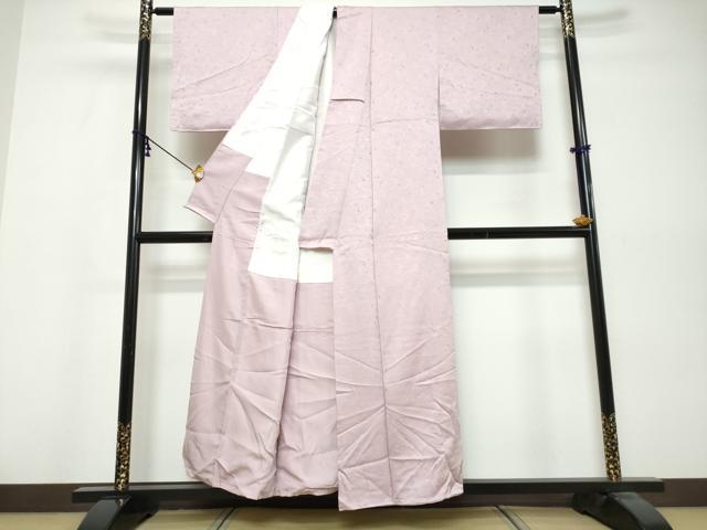 平和屋着物●上質な色無地 箔散らし地紋 紅藤色 反端付き 正絹 逸品 未使用 DABK0549ud