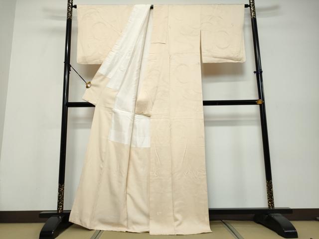 平和屋着物●上質な色無地 雪芝地紋 薄卵色 正絹 逸品 DABK0553ud