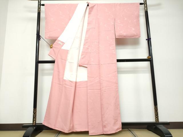 平和屋着物●上質な色無地 流水地紋 桃色 やまと誂製 正絹 逸品 未使用 DABK0555ud