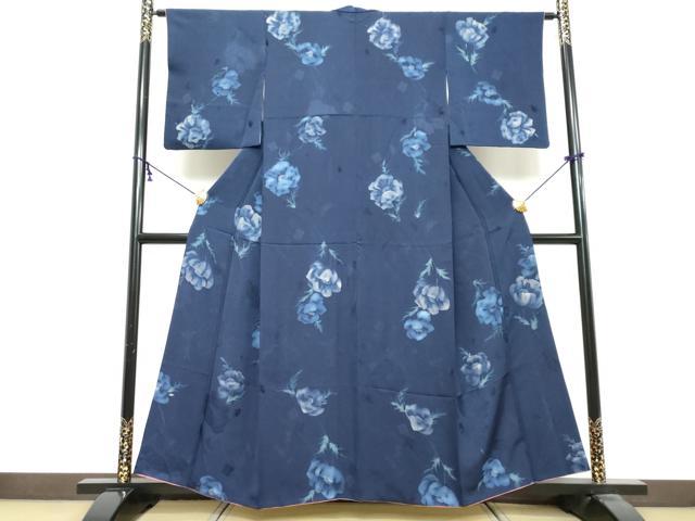 平和屋着物●上質な小紋 地紋起こし 草花文 正絹 逸品 DABK0557ud