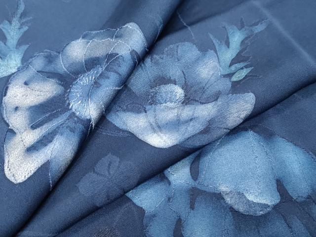 平和屋着物●上質な小紋 地紋起こし 草花文 正絹 逸品 DABK0557ud