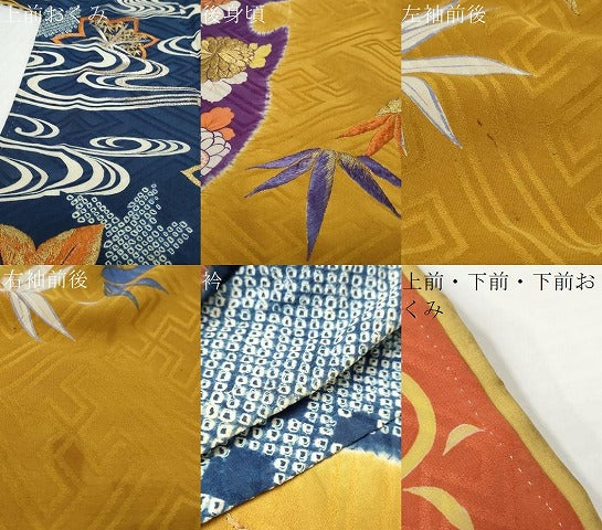 平和屋着物●アンティーク 大正ロマン 訪問着 駒刺繍 絞り 流水草花文 金糸 正絹 逸品 DABK0566ud