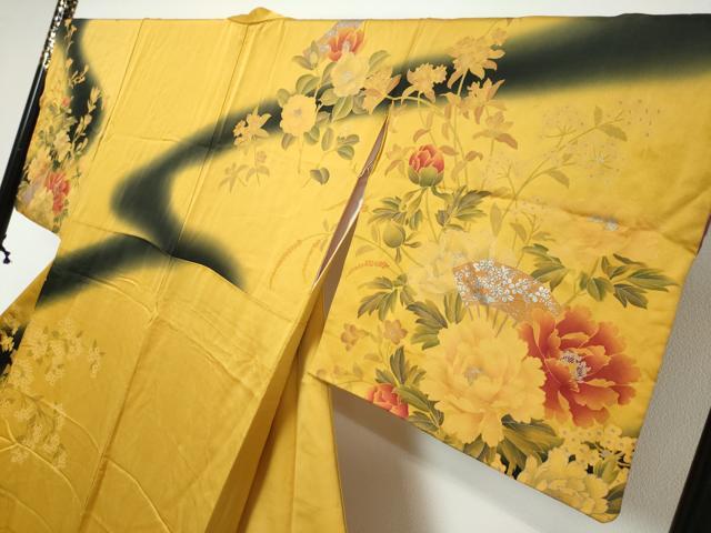 平和屋着物●訪問着 短冊草花文 暈し染め 銀彩 正絹 逸品 DABK0569ud