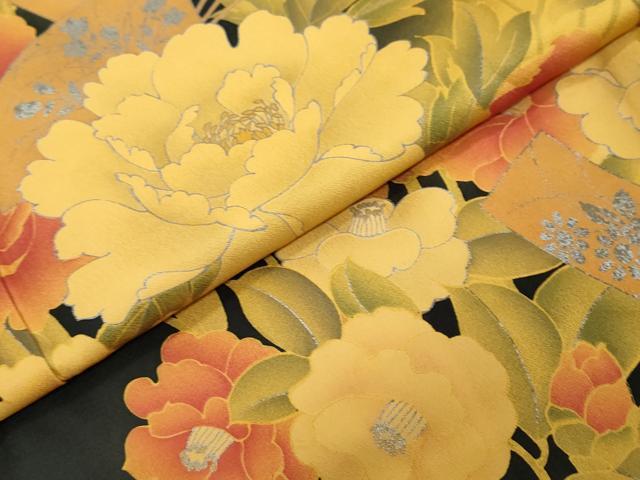 平和屋着物●訪問着 短冊草花文 暈し染め 銀彩 正絹 逸品 DABK0569ud