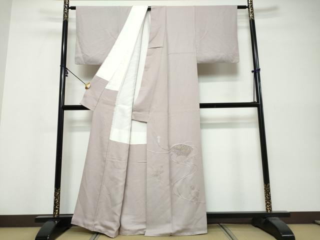 平和屋着物●色留訪問着 総刺繍 地紙花文 金糸 正絹 逸品 DABK0585ud