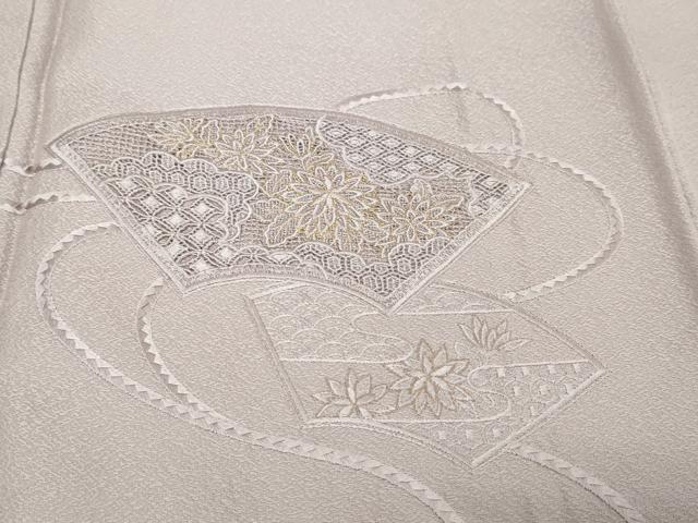 平和屋着物●色留訪問着 総刺繍 地紙花文 金糸 正絹 逸品 DABK0585ud