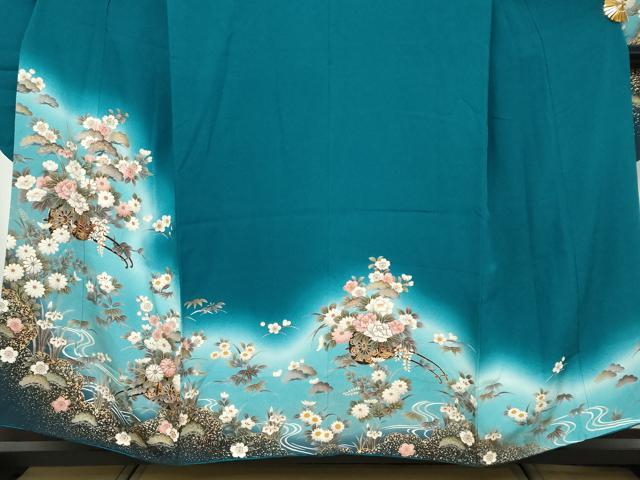 平和屋着物●豪華振袖 花車文 暈し染め 金彩 鈴乃屋扱い 正絹 逸品 DABK0588ud