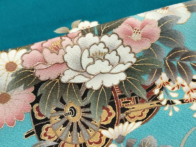 平和屋着物●豪華振袖 花車文 暈し染め 金彩 鈴乃屋扱い 正絹 逸品 DABK0588ud
