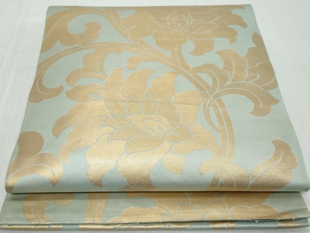 平和屋着物◎六通柄 本袋帯 花唐草文 金糸 正絹 逸品 DABK0603ud