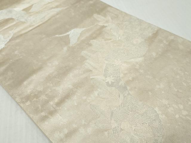 平和屋着物◎六通柄袋帯 道長飛鶴文 銀糸 引箔 正絹 逸品 DABK0611ud