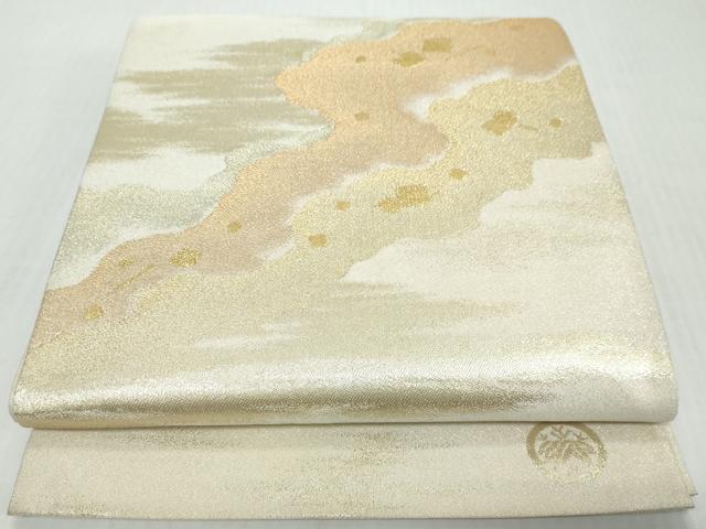 平和屋着物◎綴れ 太鼓柄袋帯 箔散らし霞文 金銀糸 正絹 逸品 DABK0650ud